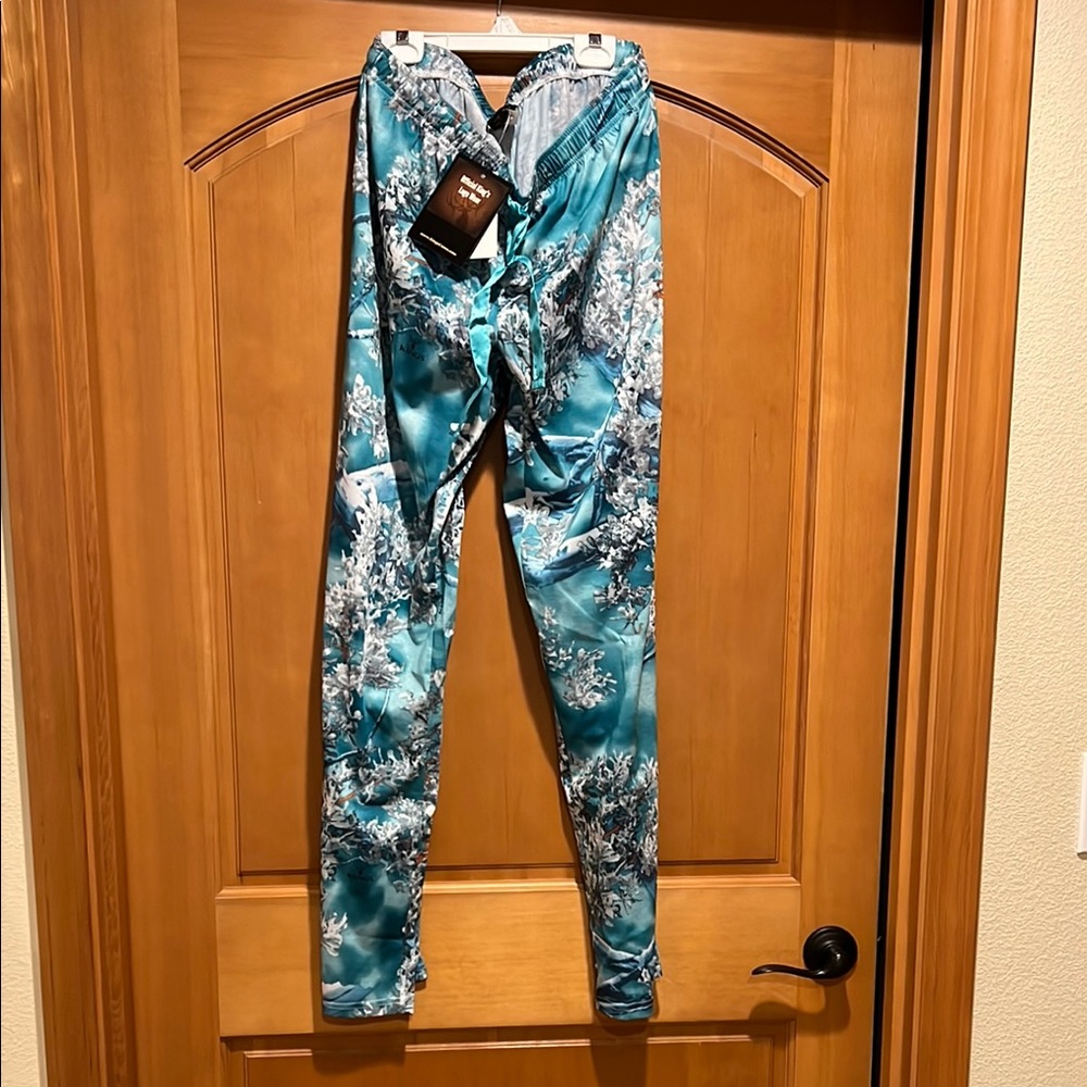 Floral Teal Wide-Leg Lounger Pants - Medium
